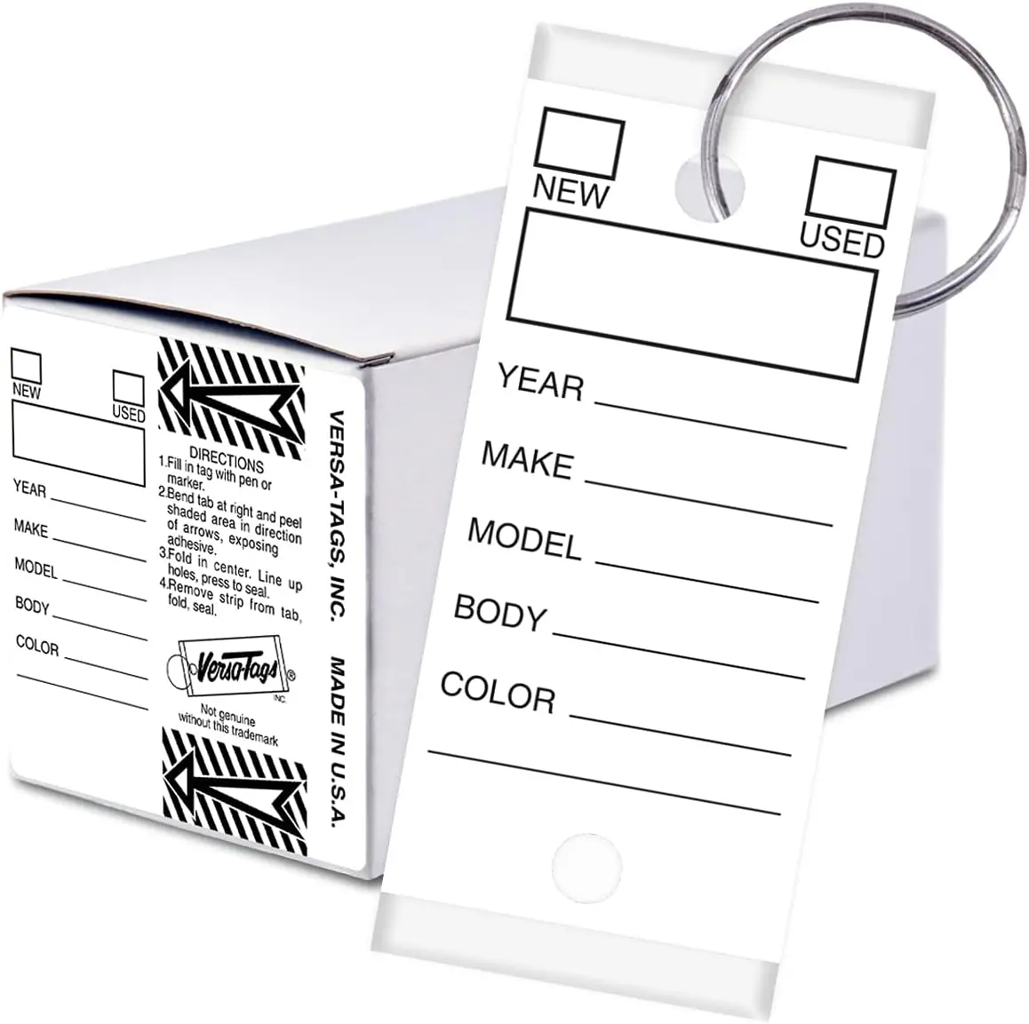 

250 Per Box, Self-Protecting Paper Key Tags with Chrome-Plated Split Rings Perfect for Car Truck Or RV Dealers White