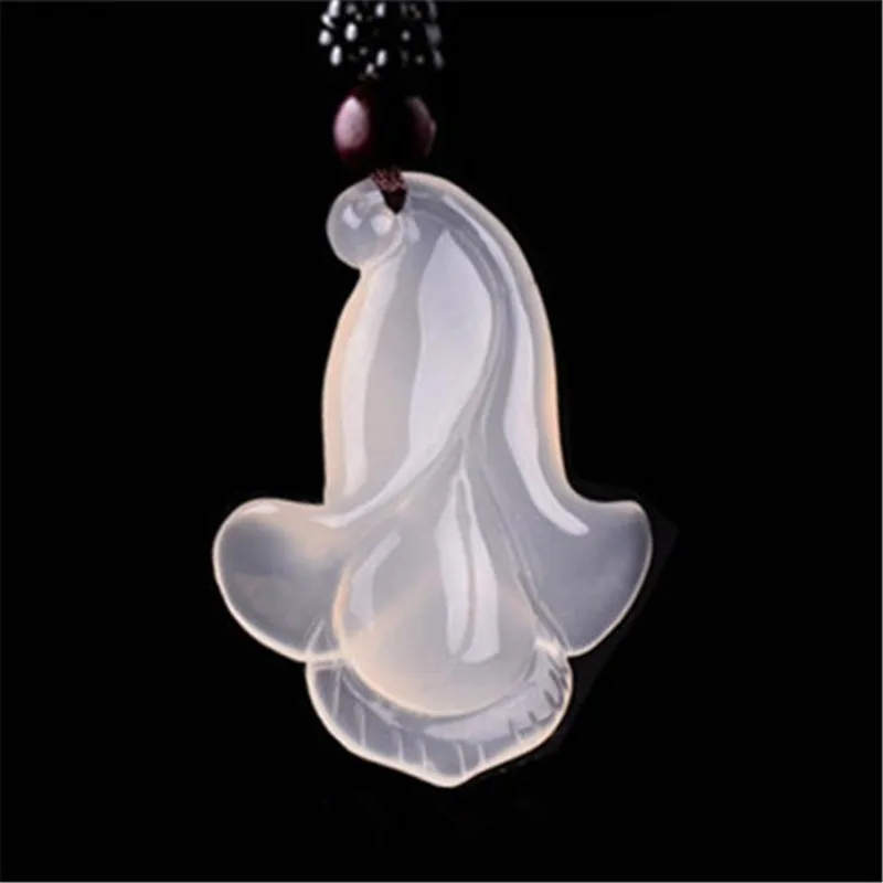 New Chalcedony Pendant Ice White Chalcedony Orchid Pendant Ice Moist Translucent Jade Cabbage Yu Pei