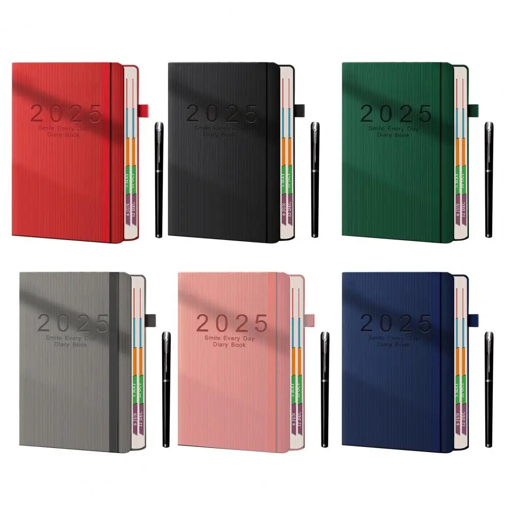 2025 مخطط يومي صفحة واحدة يوميًا A5 مخطط يومي 2025 تقويم يومي علامات تبويب شهرية غلاف فني 2025 كتاب موعد كل ساعة