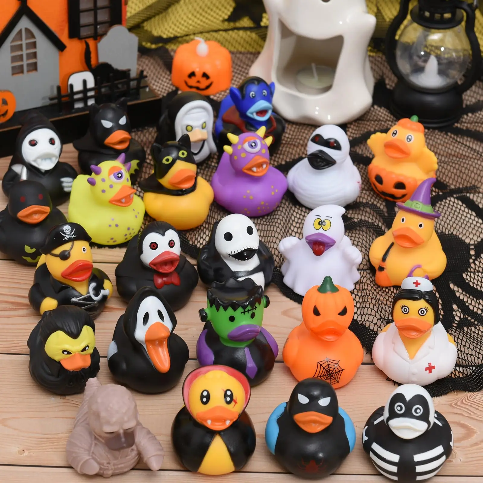 96 PCS Rubber Ducks Assorted Halloween Duckies in Bulk Ducking for Kids Baby Shower Bath Toys Party Favors