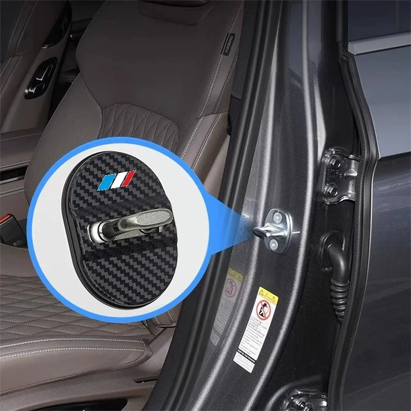 Blue, white, and red three-color model4Individual car door lock protection cover Carbon fiber textured car door lock limiter ant