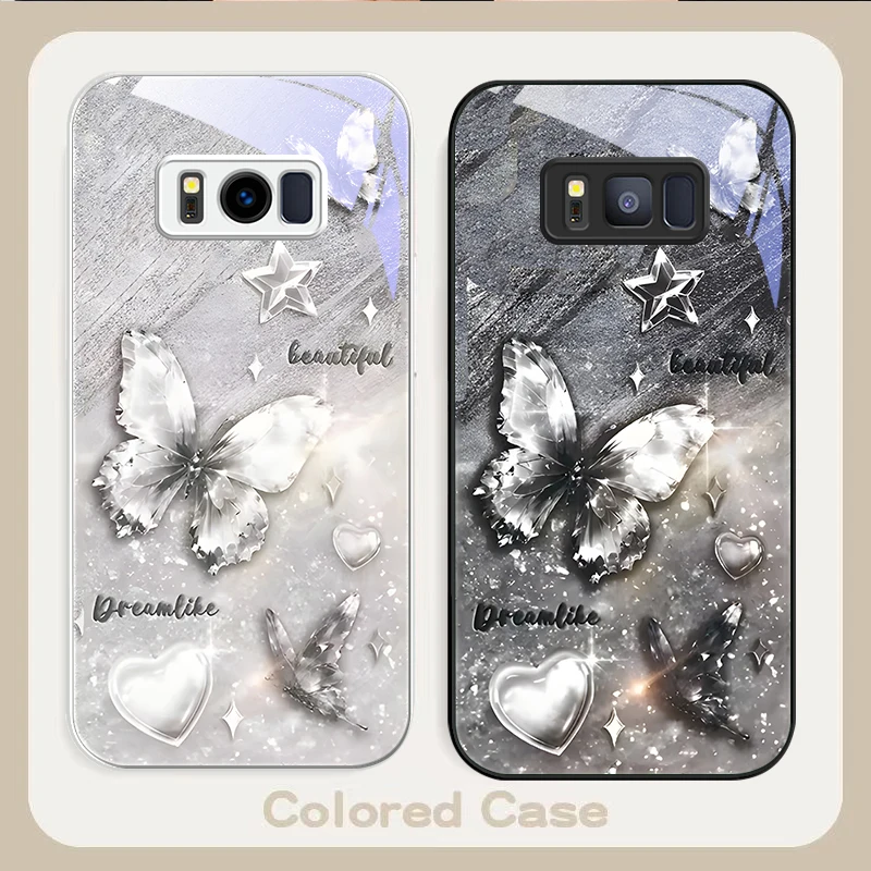 

Subtle luster butterfly For Samsung S22 S8 S9 10 20 Ultra S21 Pro S22 Plus S23 FE S24 Ultra S25 Edge S25Ultra Glass Phone Case