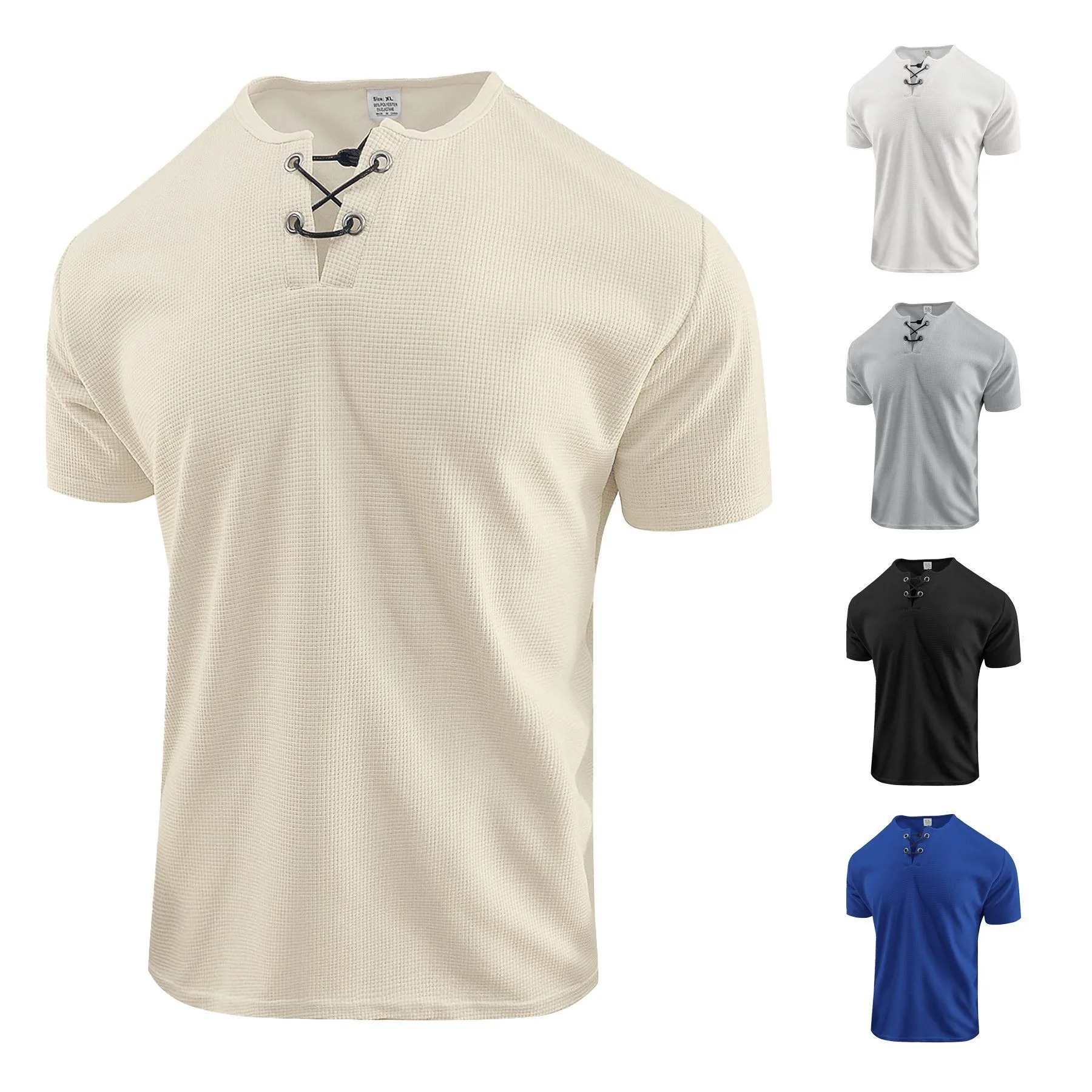 Camiseta de algodón de color liso gris, cuello redondo, manga corta, holgada, oversize, para hombre, estilo streetwear, color negro y blanco.