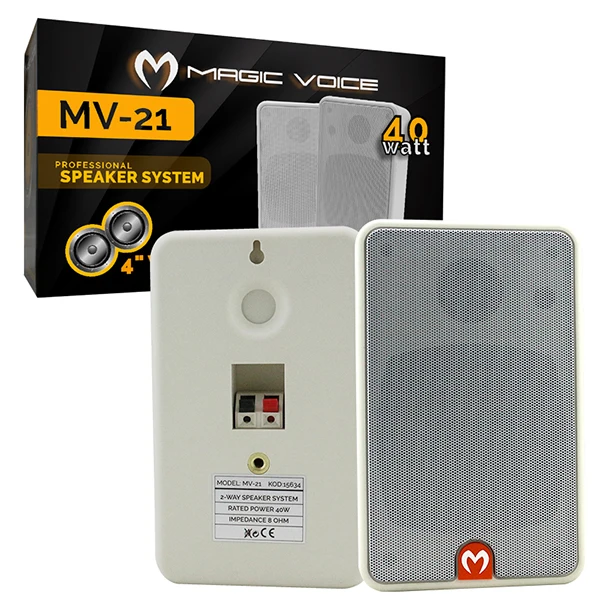 MAGICVOICE MV-21 10 CM 40 WATT WHITE COLUMN SPEAKER 2Lİ TOOL TRAFOSUZ