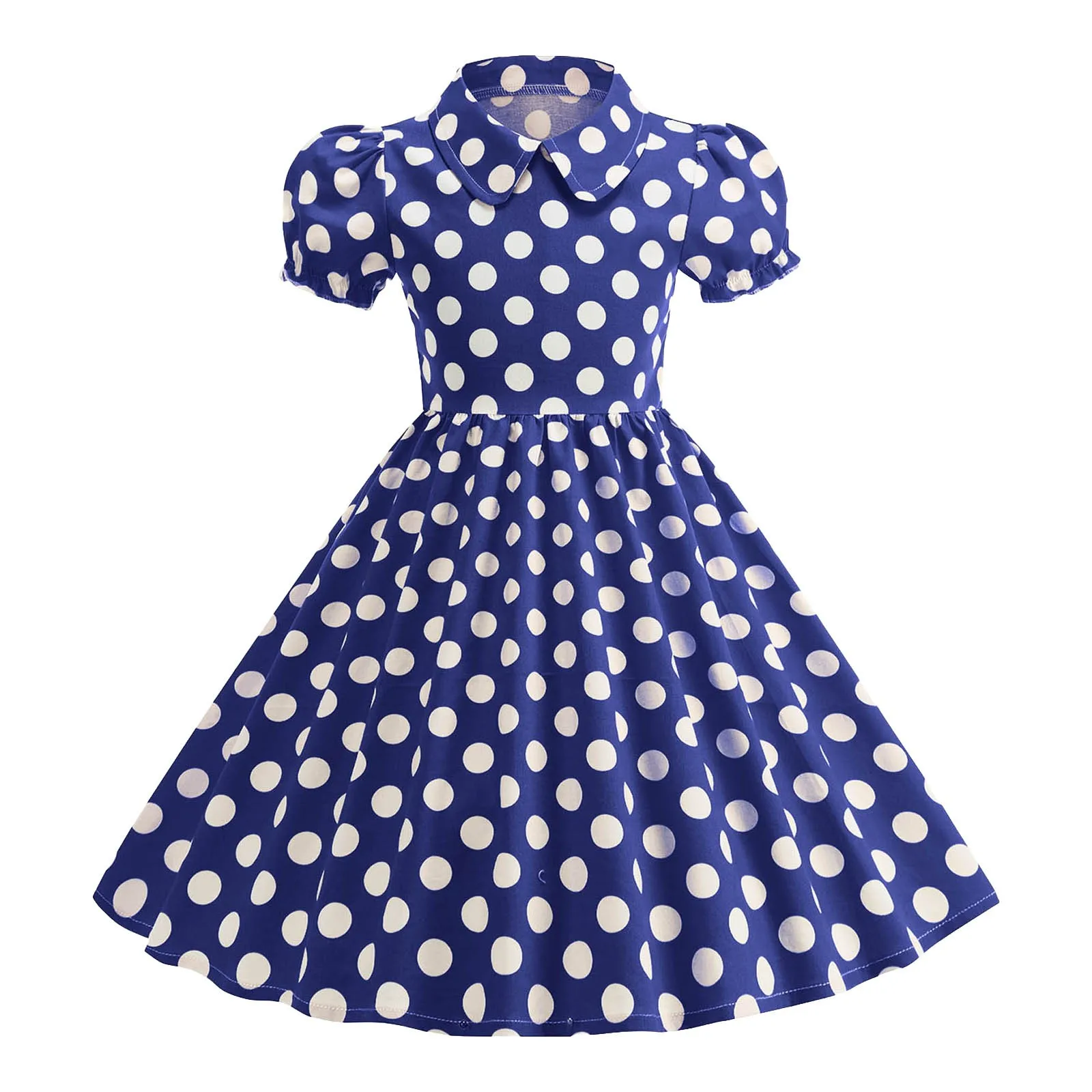 Girls Vintage Polka Dot Summer Dress for Kids