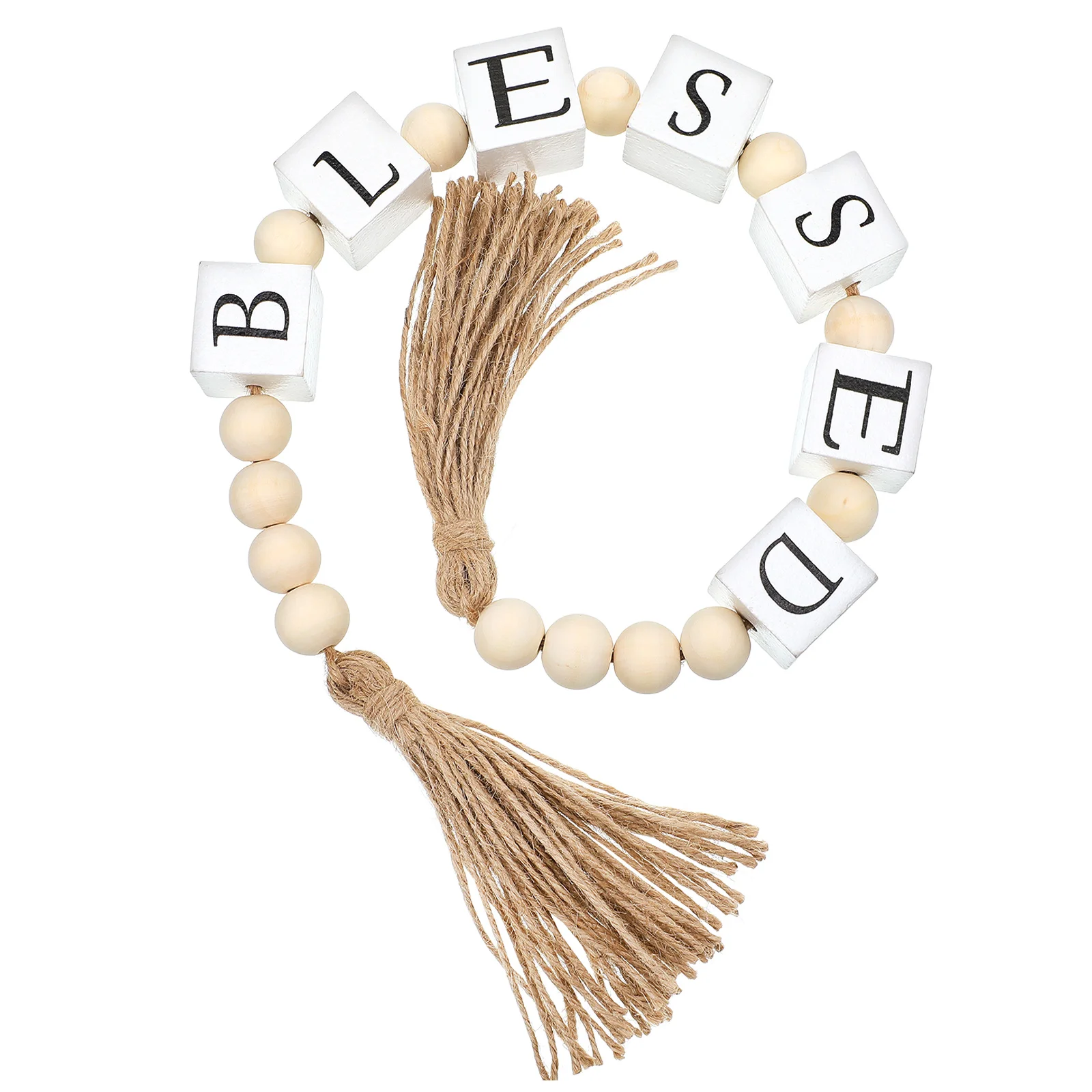 

Wooden Bead naments Home Vintage Tassel Desk Bedside Table Farmhouse Coffee Decor Beaded Natural Wall Decor Wooden Bead