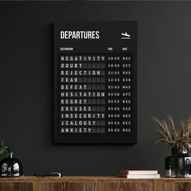 Inspirational Entrepreneur Schedule Poster Print Departures Arrivals Airport Theme Wall Art Picture Canvas Painting Office Decor