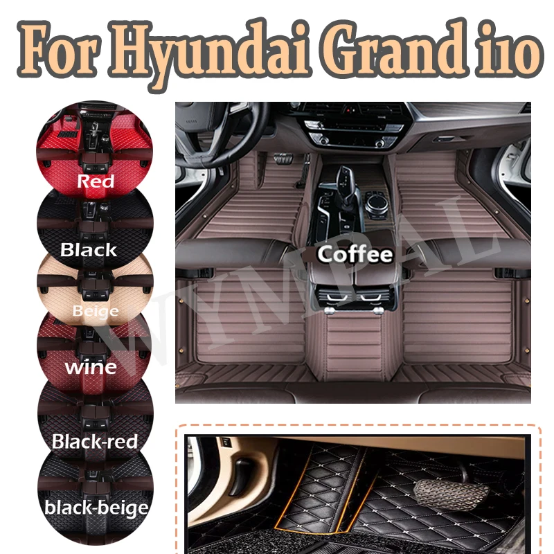 

Luxury Custom Car Floor Mats For Hyundai Grand i10 2020 2021 2022 2023 Auto Automotive Leather Men Women Car Mats Full set pads
