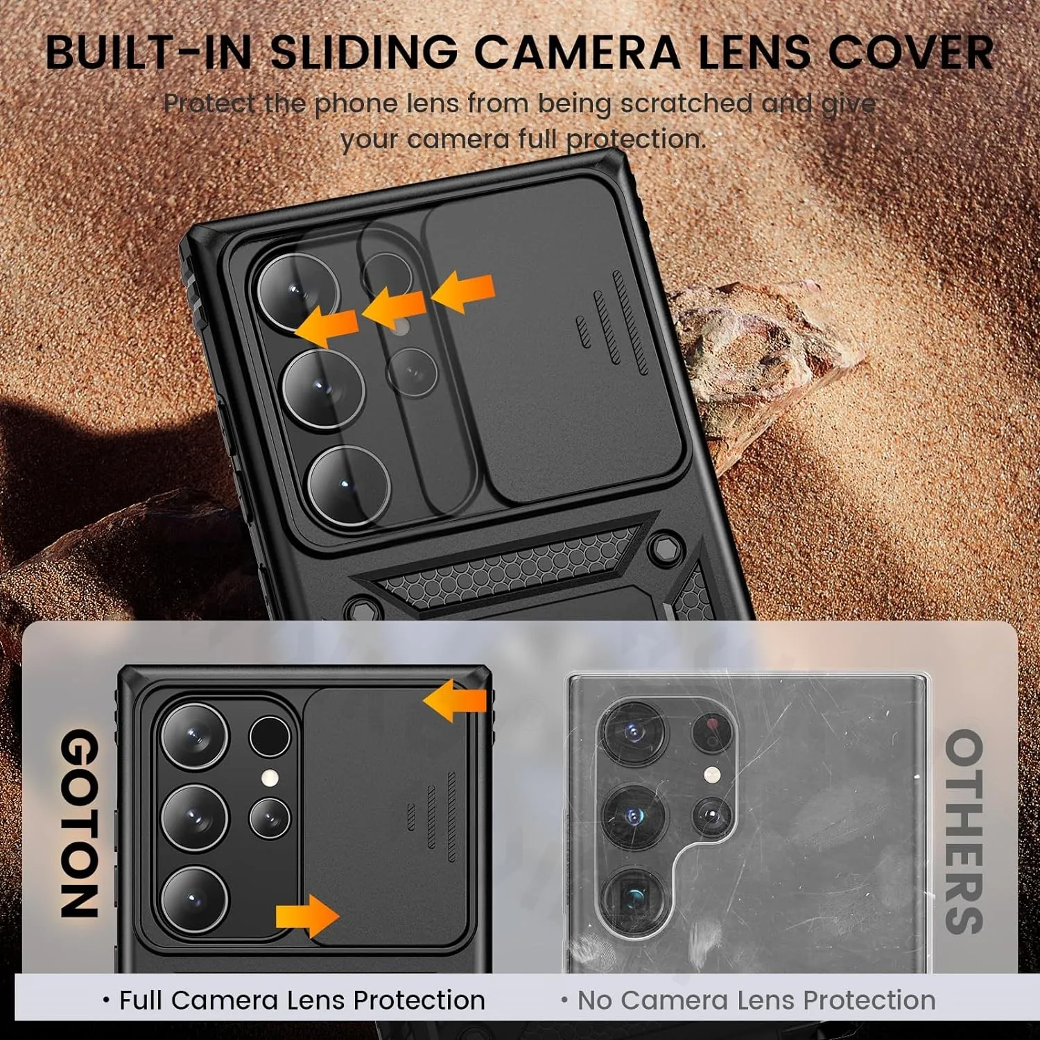 Case For Samsung Galaxy S24 Ultra S23 Ultra S22 Plus S23 FE A54 A15 A53 Slide Camera Heavy Duty Protective Magnetic Ring Covers