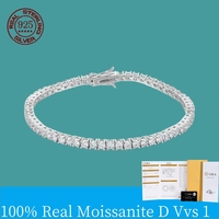 S925 Sterling Silver 3mm 4mm D Color Moissanite Tennis Bracelet Full Diamond GRA Wedding Jewelry Bracelets For Women Man