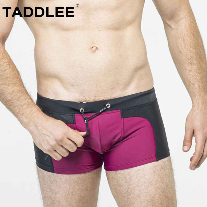 Taddlee Swimsuits Men's Swim Boxer Trunks Sexy Swimwear Square Cut Board Shorts