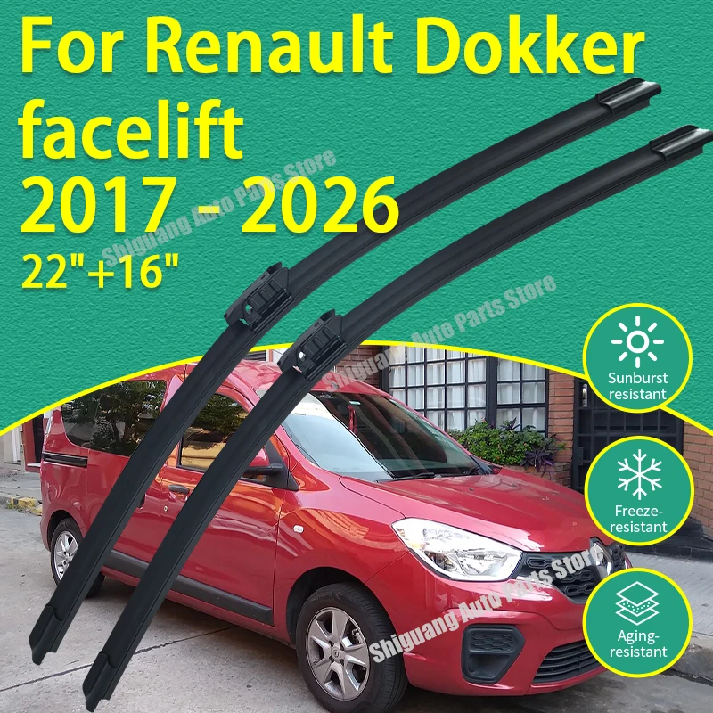

Front Silicone Coating Wipers for Renault Dokker facelift Kangoo 2017 - 2026 Car Wiper Windshield Windscreen Blades Accessories