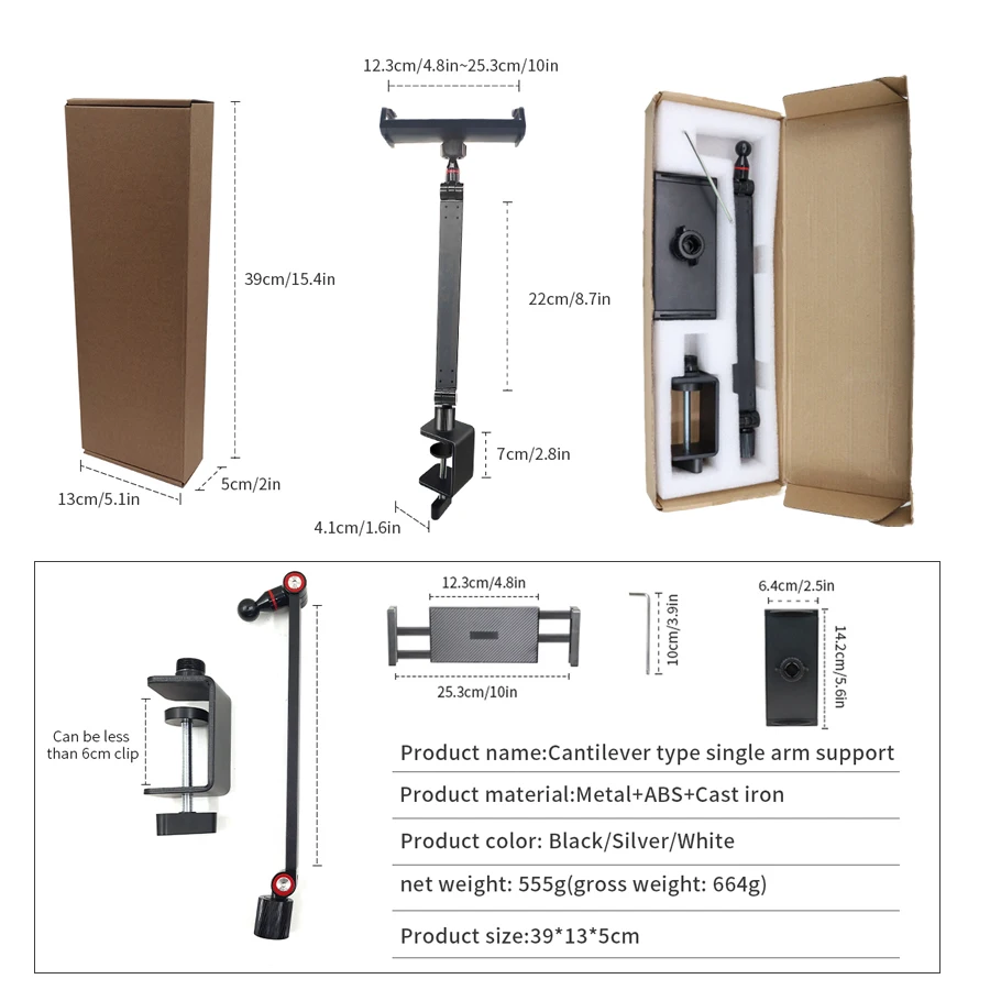 360 Grad verstellbarer, flexibler Metall-Telefonständer, Tablet-PC, mobiler Desktop-Klemmhalter, fauler langer beweglicher Bettwinkel