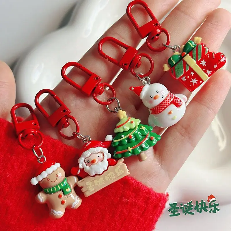 لطيف جديد عيد الميلاد المفاتيح الكرتون ثلج سانتا كلوز قلادة كهدية للطلاب أفضل الأصدقاء مع الملحقات