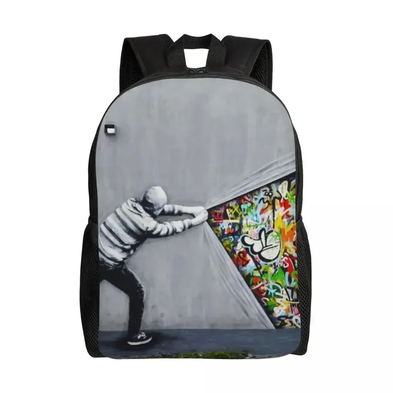 Custom Banksy Uncovering Graffiti Backpack for Men Women Waterproof School College Street Art Bag Printing Bookbag