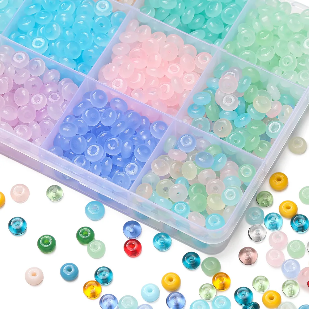 

Bulk high-quality wheel beads glass rice beads 6x3mm Charm DIY Handmade Bead Material Needle and thread sewing beads