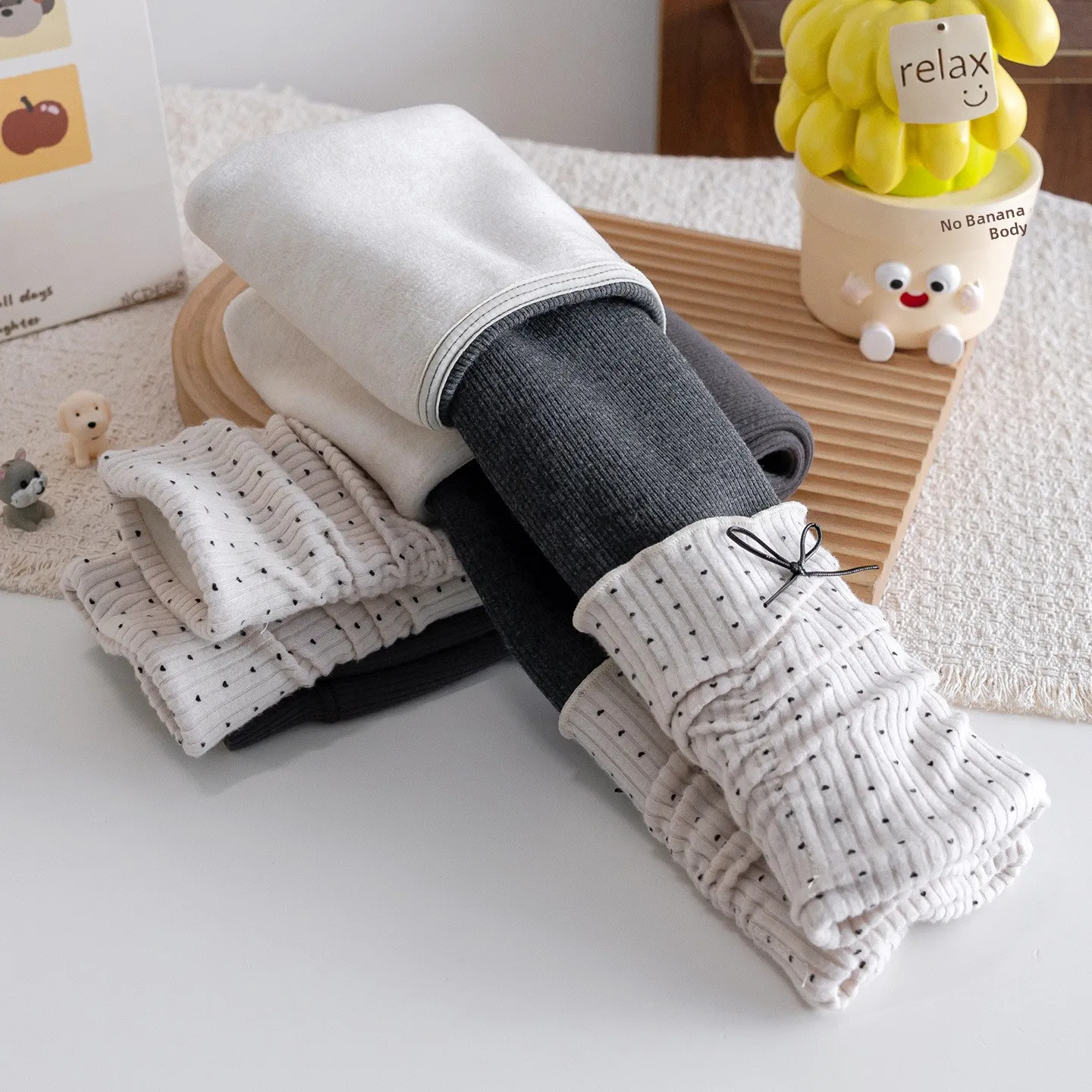 

Trendy Polka Dot Fce Lined Base Layer Pants for Girls Baby Autumn Winter ay Long Pants Casual Comfortable Kids Trousers