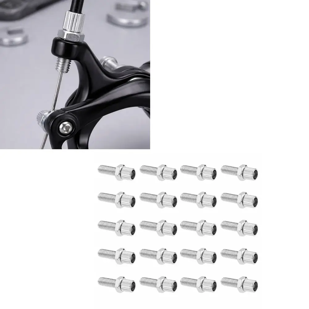 20pcs Galvanized Metal Brake Cable Adjuster Screw M6 Thread Lightweight Bike Barrel Adjuster Bolt with Nut Silver