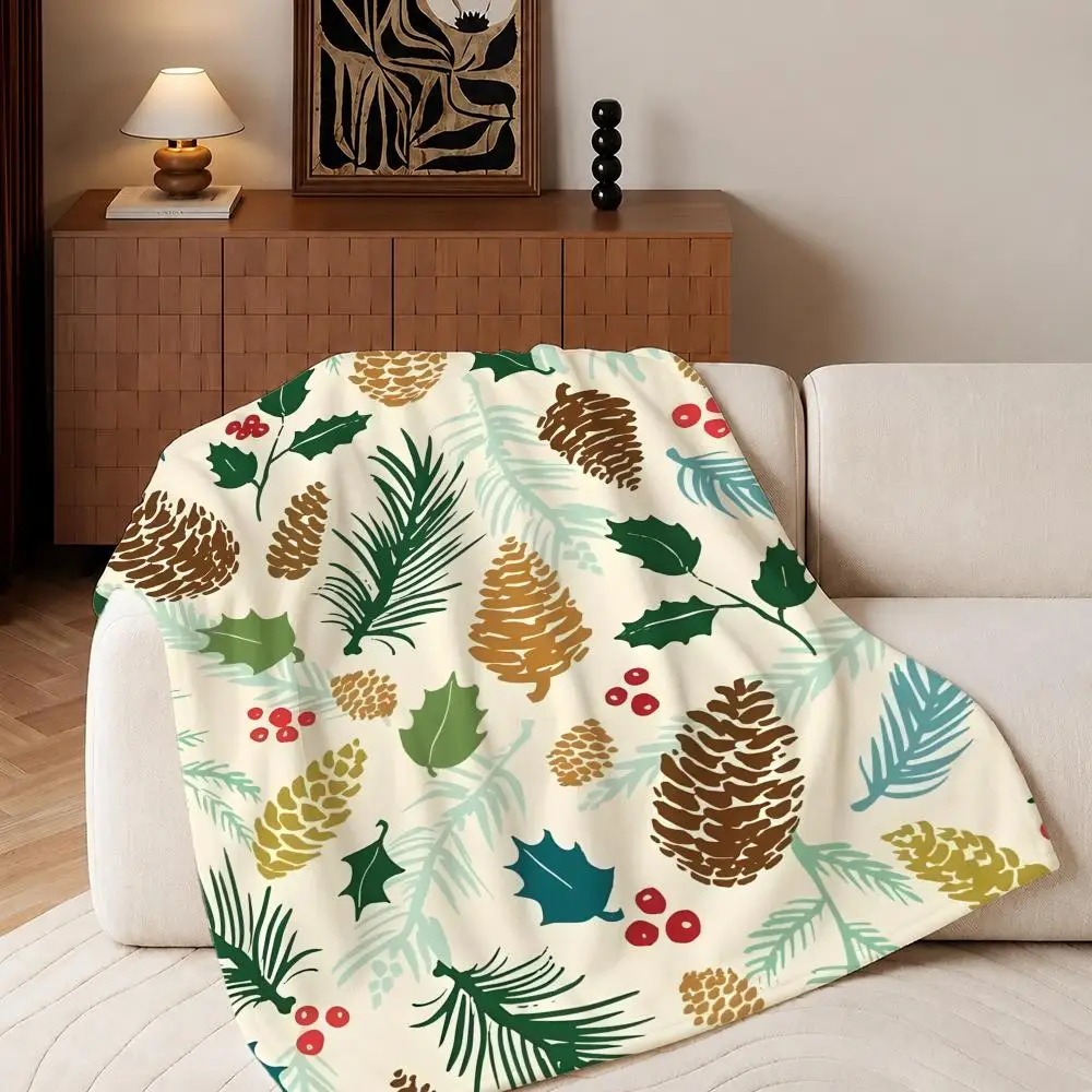 Pinecone  Throw Plush Flannel Throw Blanket, Sofa Bed Travel Picnic Home Textile Decor