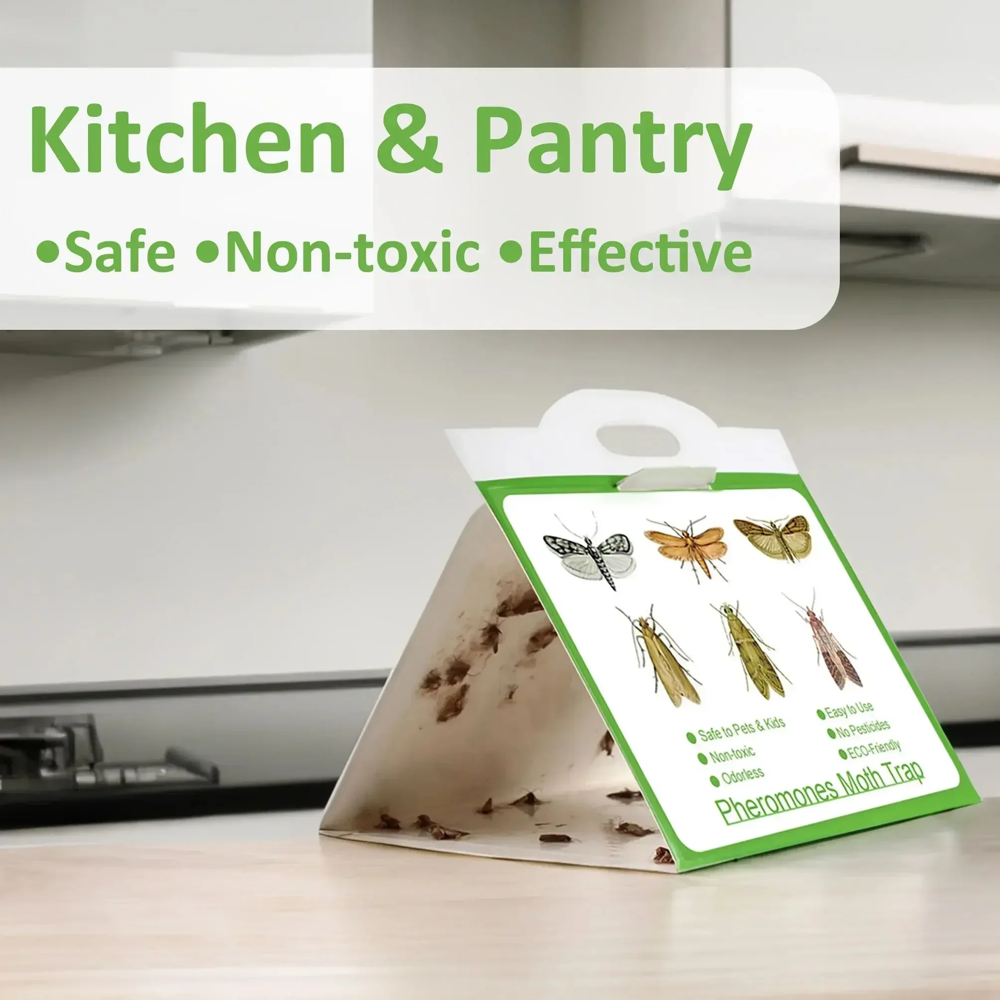 1/2/3/6/12PCS Pantry Kitchen Flies Food Indian Meal Moths Catcher Attractant Sticky Glue Killer Pheromone Moth Trap