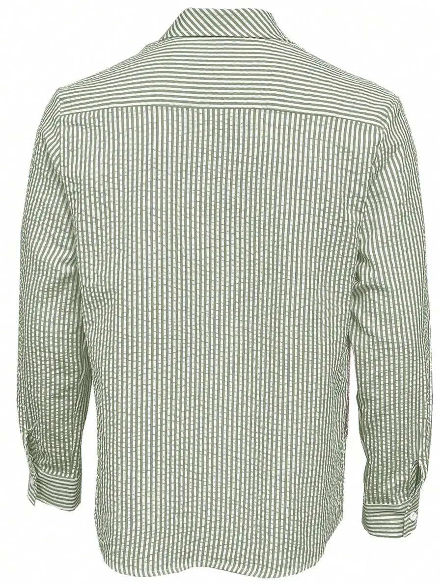Herren Langarm-Streifenhemd mit Lockerem Schnitt Stilvolle Bequeme Freizeitkleidung für Alle Jahreszeiten Ideal für Outdoor-Aktivitäten – Detail 28