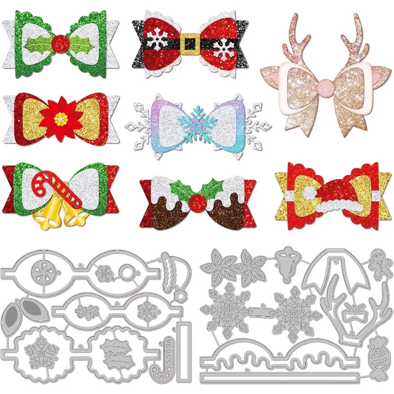 2pcs Christmas Bow Cutting Dies for DIY Scrapbooking Metal Christmas Bowknot Die Cuts Embossing Stencils Template for Paper Card