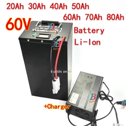 Batterie 60V 20Ah 30Ah 40Ah 50Ah 60Ah 70Ah 80Ah lithium-ion battery pack and charger suitable for 1kw 2kw 3kw 4kw 5kw electric v