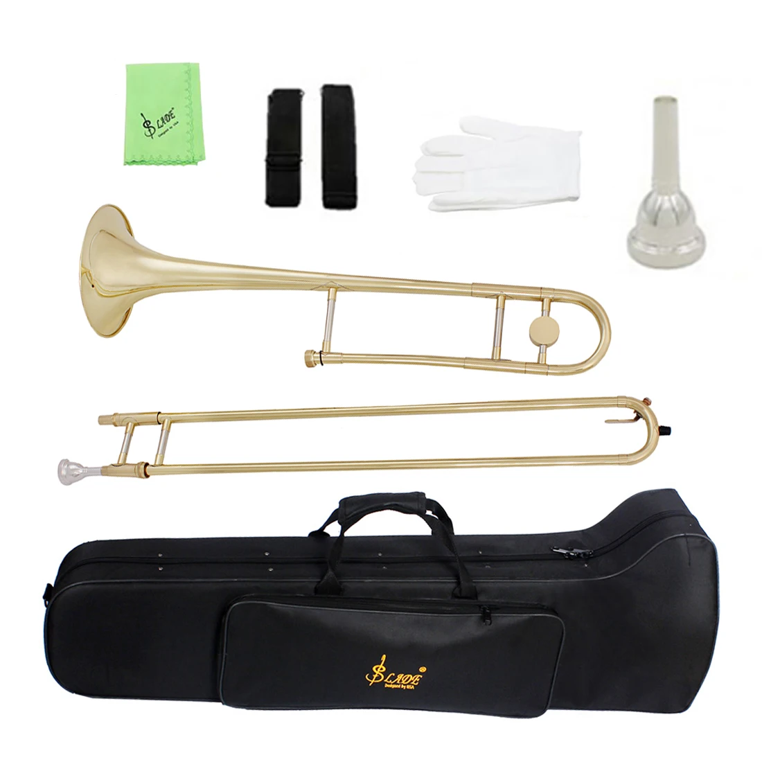 

Gold SLADE Alto Trombone Bb Imported Brass Body Trombone Professional Musical Instrument with Mouthpiece Case