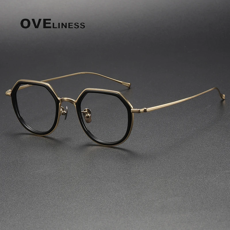 2024 Acetate Titanium Glasses Frame Men Women Simple Retro Polygon Prescription Eyeglasses frames Myopia male Optical Eyewear