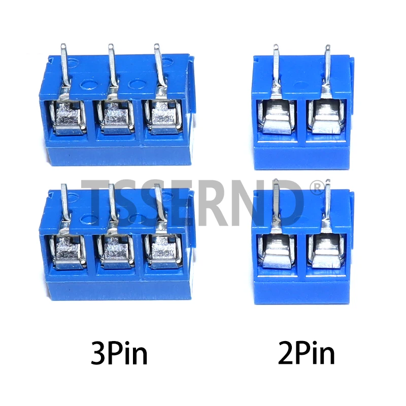 KF301-2P KF301-3P 5mm PCB Screw Terminal Block KF301 2 Pin 3 Pin Wire Connector Straight Needle Blue
