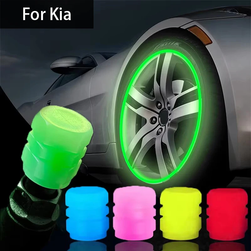 Luminous Valve Caps Car Tire Valves Cap Motorcycle Tyre Hub Cover Decor For Kia Morning Picanto Rio Stonic Sportage Ceed Optima