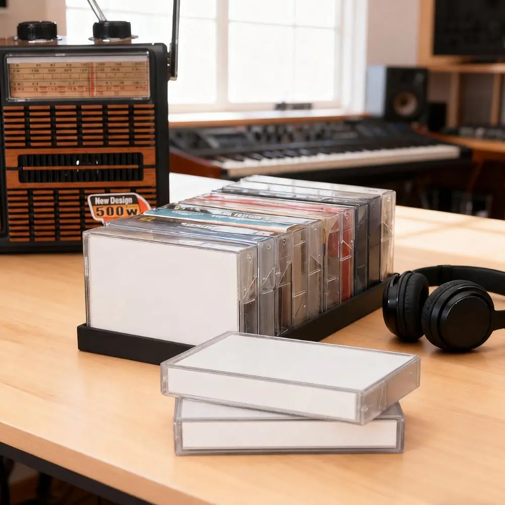 Up To 10 Tapes Cassette Tape Holder Stackable Large Capacity Audio Cassette Tape Rack Universal Space Saving