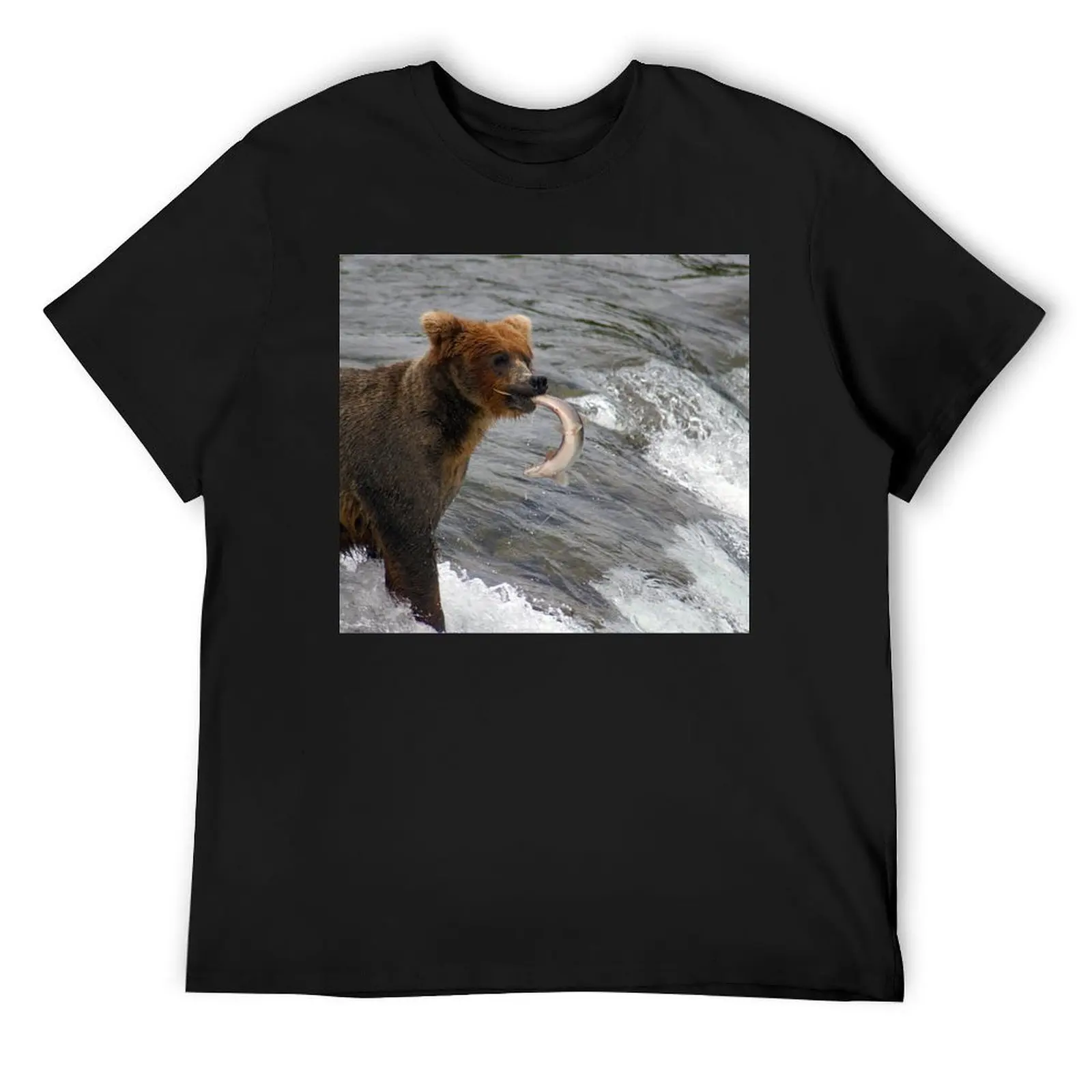 

Brown Bear catching a salmon at Brooks Falls in Katmai National Park in Alaska. - WelshDesigns T-Shirt