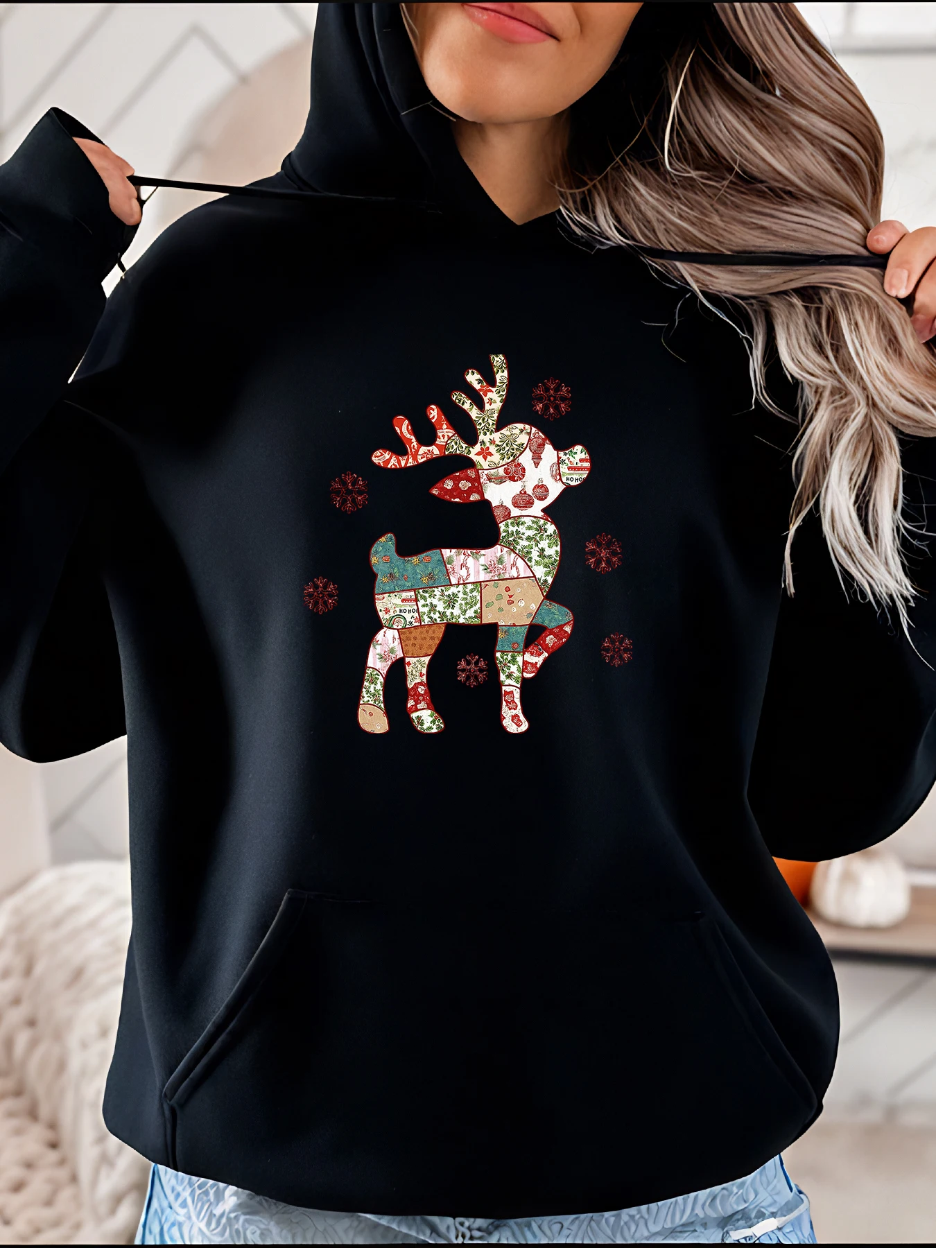 

Рождественская толстовка с принтом оленей, женская повседневная зимняя толстовка, праздничный модный наряд для женщин