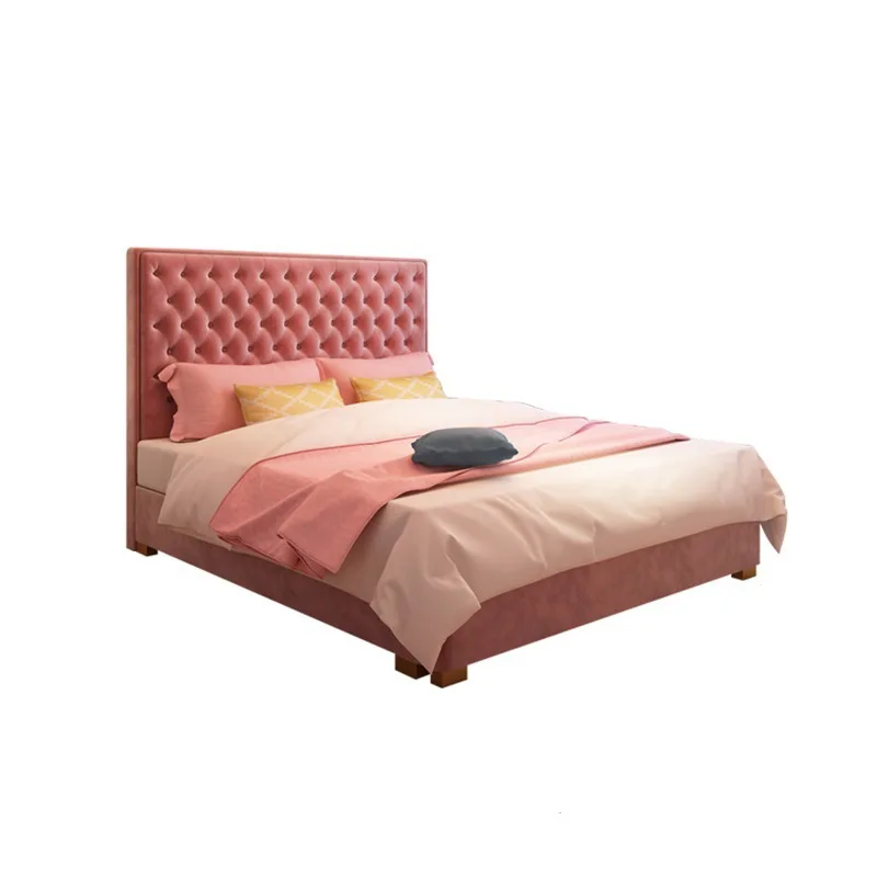 American light luxury Internet celebrity princess bed, simple and modern, velvet buckle cloth bed