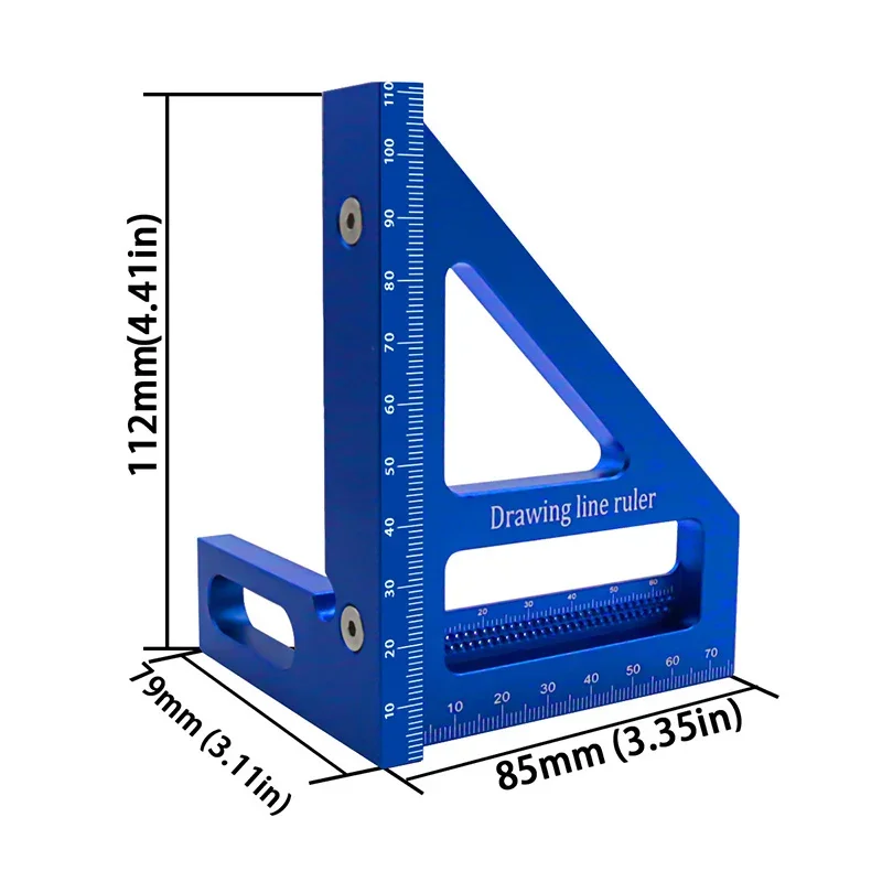 Woodworking Ruler Square Layout Miter Triangle Ruler 45 Degree 90 Degree Metric Gauge Protractor Measuring Tool Woodworking Tool