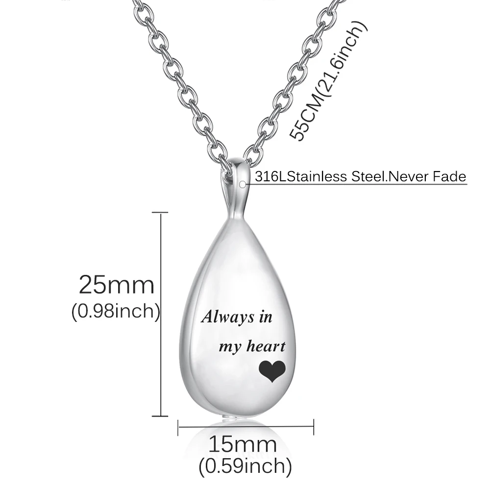 Cremation Jewelry for Ashes for Human Keepsake Stainless Steel Memorial Pendant Cremation Urn Necklace for Human Ashes