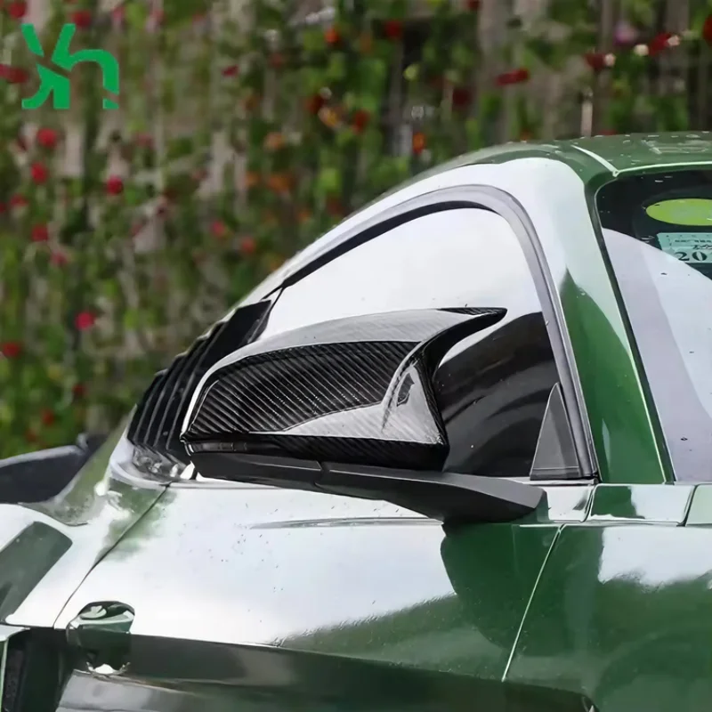 ل 2014 + فورد موستانج مرآة الرؤية الخلفية غطاء ألياف الكربون الجانب مرآة قذيفة الإطار ملصق ألياف الكربون الوفير نوع