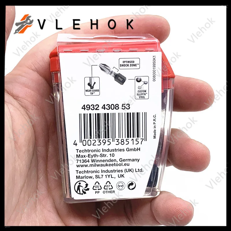 Milwaukee 4932430853 Shockwave PH2 25MM Scerwdriver Bits 25PCS Set Custom Engineered Steel Durable Sturdy Tool Accessory