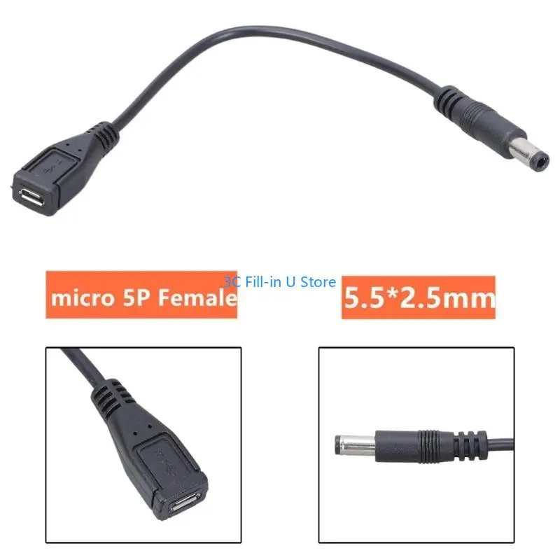 G8TA 5PIN 마이크로 USB 암컷 5V 5.5x2.5mm 수컷 어댑터 커넥터 케이블 22AWG 구리