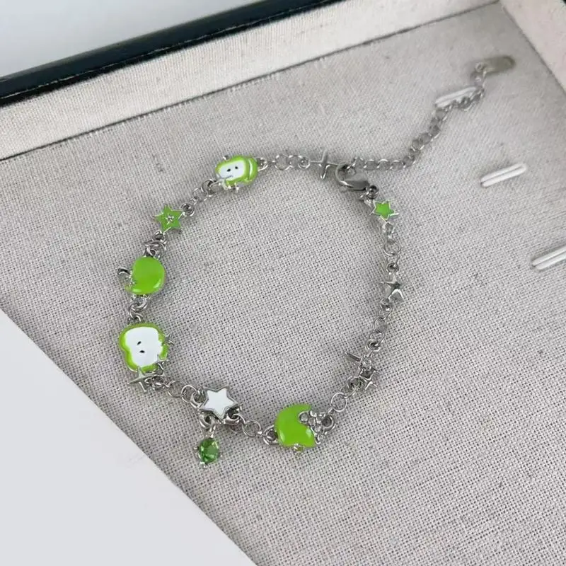 سوار أنيق بتصميم هندسي على شكل نجمة مجوهرات أنيقة من سبائك الراتنج خفيفة الوزن باللون الأخضر لملابس الحفلات غير الرسمية #4