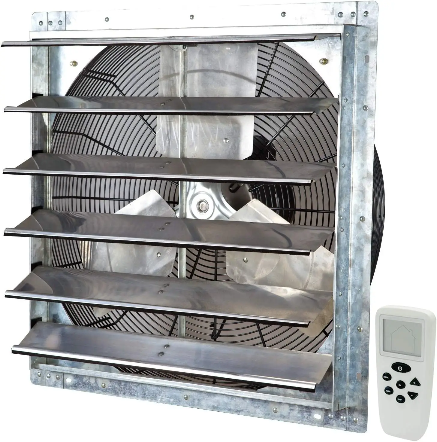 Ventilateur à Obturateur de 24 Pouces avec Télécommande Intelligente Sans Fil, Humidité, Vitesse Variable, Montage Mural