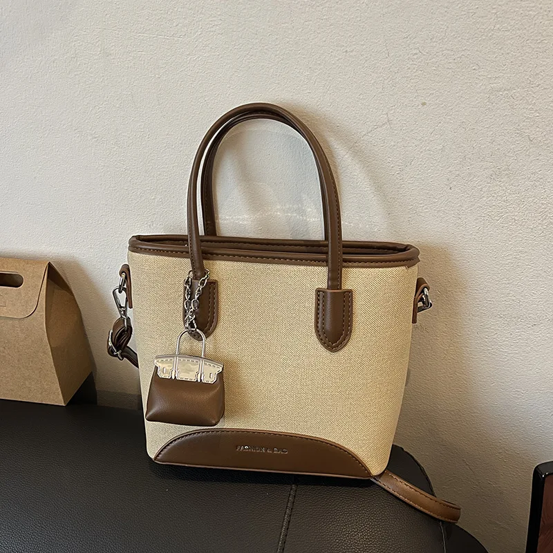 2025 Summer Canvas Bucket Bag, Minimalist Shoulder Purse for Women, Casual Commuter Crossbody, Versatile Day-to-Night Tote