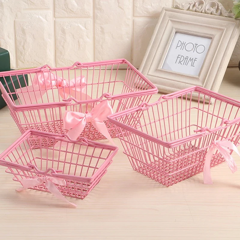 Mini cesta de almacenamiento, acabado de escritorio, almacenamiento de joyas y cosméticos para dormitorio de niñas, cestas contenedoras de organización de escritorio
