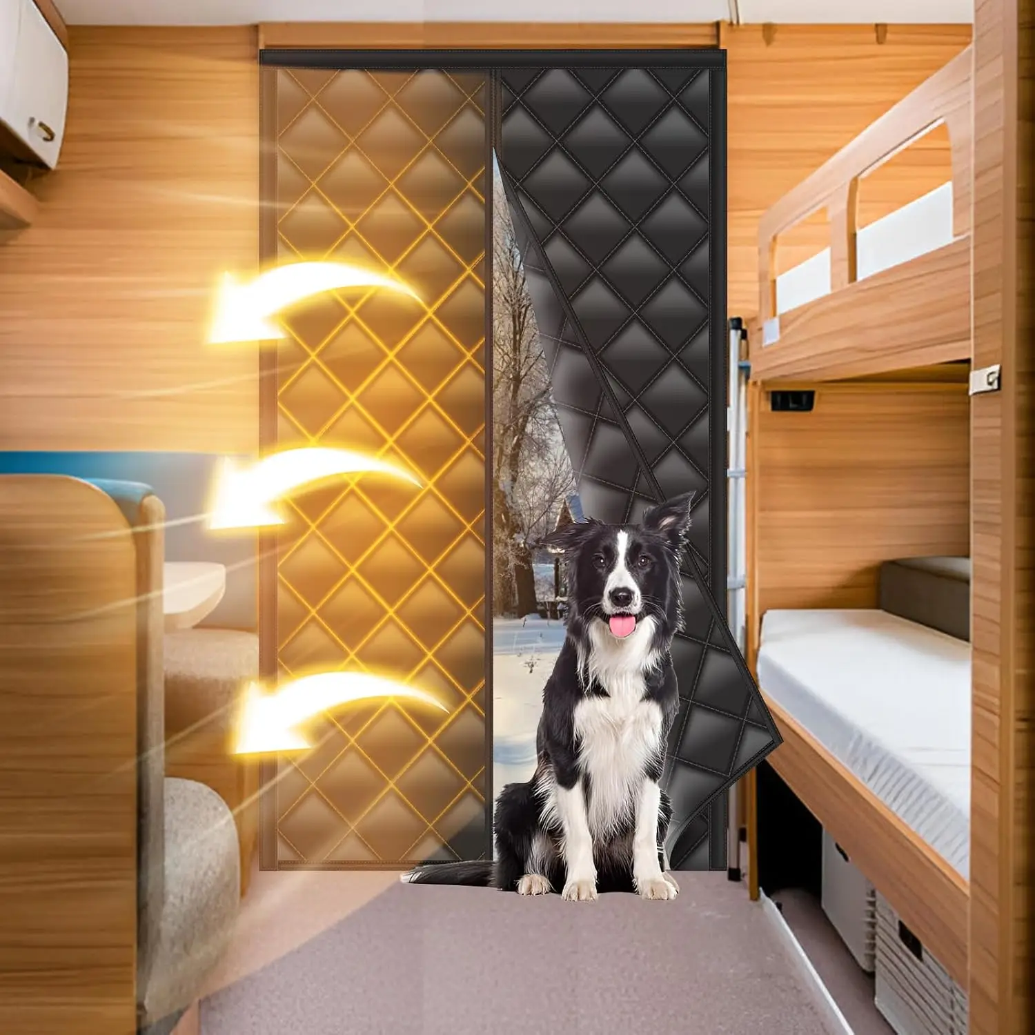 

Крышка двери автофургона, изоляционная занавеска для зимы, магнитное термоизолированное дверное одеяло для внутреннего кемпера, сохраняет тепло и холод