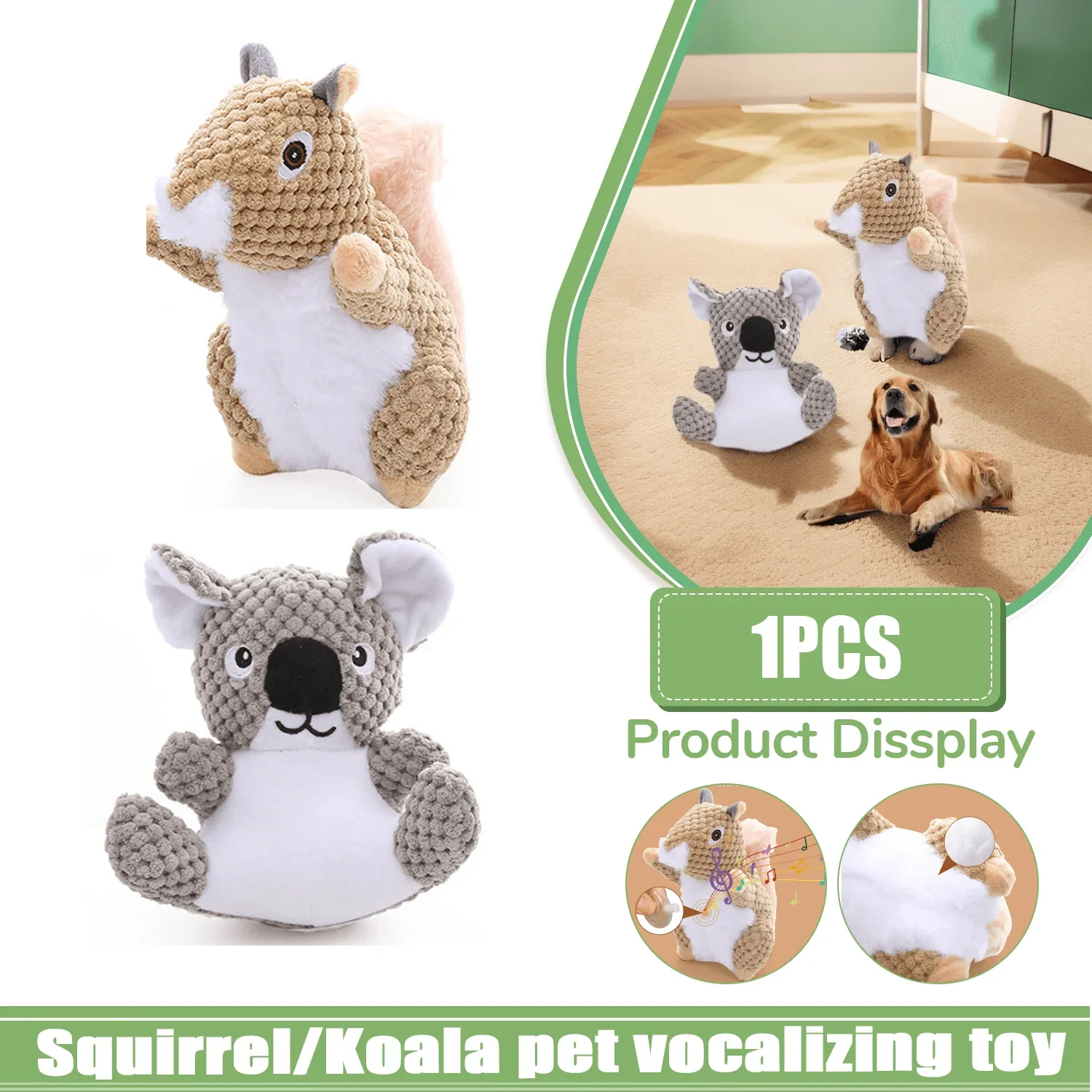 

Вокальная игрушка для собаки, милая белка, коала, плюшевая игрушка, корневельвет, прорезывание зубов, сжимание, вокальная интерактивная обучающая игрушка для домашних животных