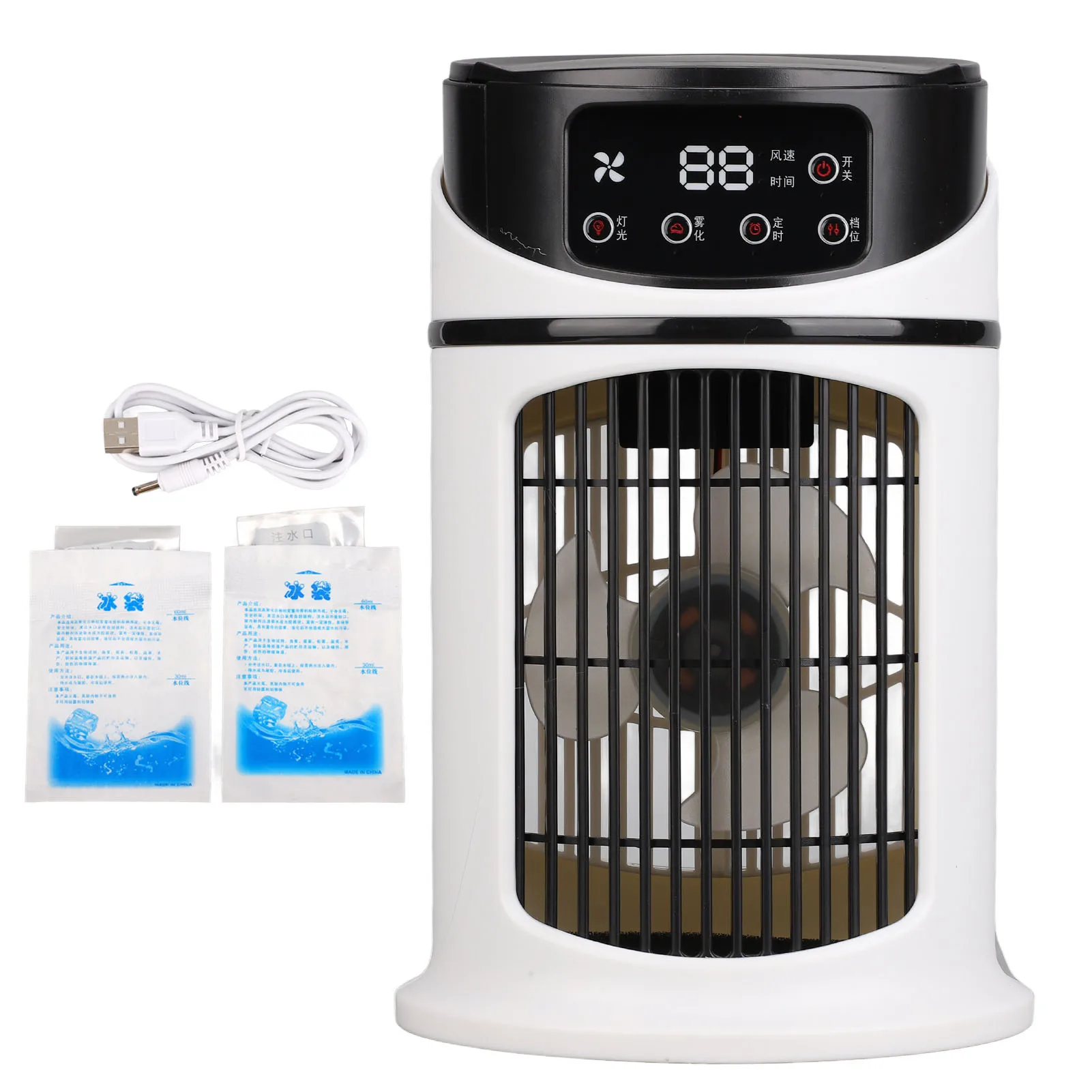 Portable Conditioner Timing Water Cooling Fan with Ice Bag for Home