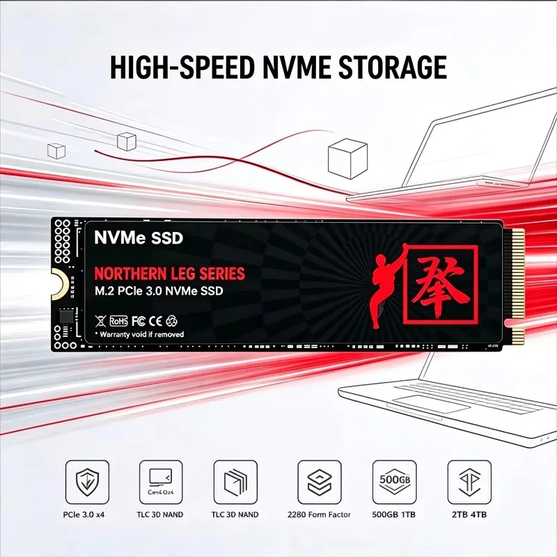 M.2 NVMe SSD 500GB/1TB/2TB/4TB 2280 PCIe Gen3.0 X4 TLC 3D Internal Gaming Solid State Drive for PC Laptop