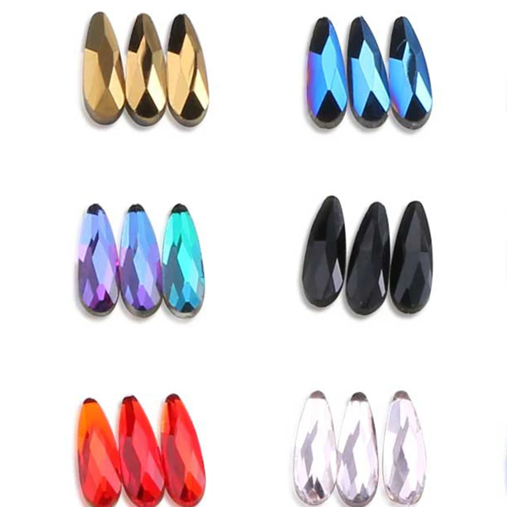 

20 Pcs Drop Drill Rhinestone Nail Charms Bling Rhinestones Flat Back Crystal Multicolor for Nails Design Teardrop