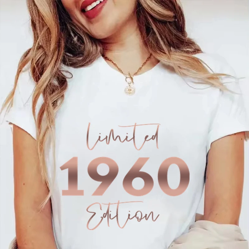 1960 Limited Edition T-Shirts Birthday Gift for Women Born in 1960 To 1969 Tee Vintage TShirts 60th Birthday Tee Ladies T-Shirt